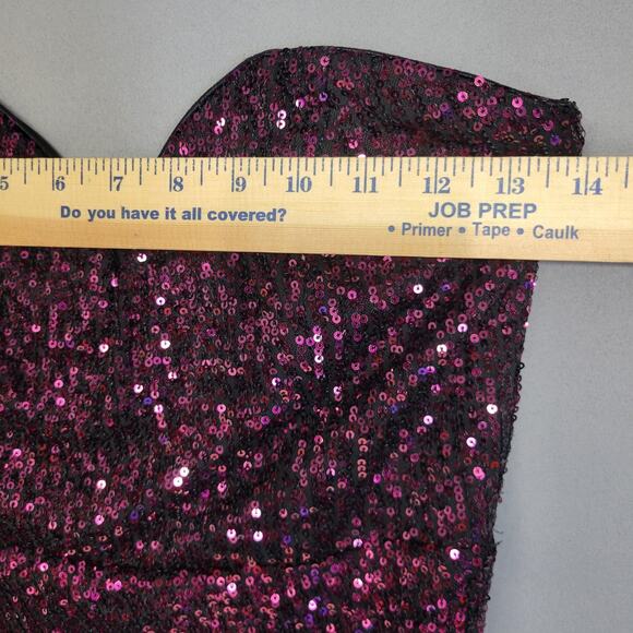 Lulus Dress Womens Medium Purple Sequin Strapless Asymmetrical Ruched Cocktail - Picture 8 of 16